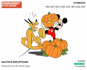 Mickey Frightens Pluto - Disney Characters - Halloween - Holiday Inspired Embroidery Design in 3 sizes & 8 formats