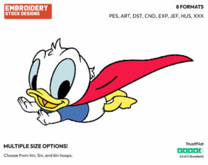 Baby Donald As A Superhero - Disney Characters - Halloween - Holiday Inspired Embroidery Design in 3 sizes & 8 formats