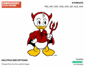 Devil Huey - Disney Characters - Halloween - Holiday Inspired Embroidery Design in 3 sizes & 8 formats