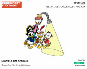 Huey, Dewey, Louie, Gyro Gearloose - Disney Characters - Halloween - Holiday Inspired Embroidery Design in 3 sizes & 8 formats