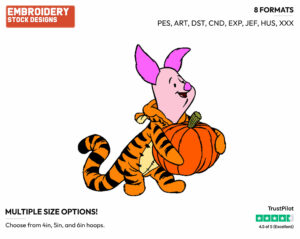 Piglet As Tigger - Disney Characters - Halloween - Holiday Inspired Embroidery Design in 3 sizes & 8 formats