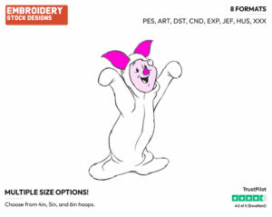 Ghost Piglet - Disney Characters - Halloween - Holiday Inspired Embroidery Design in 3 sizes & 8 formats