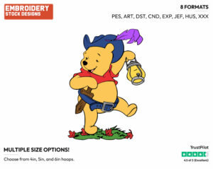 Winnie The Pooh As A Pirate - Disney Characters - Halloween - Holiday Inspired Embroidery Design in 3 sizes & 8 formats