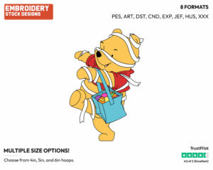 Mummy Winnie The Pooh - Disney Characters - Halloween - Holiday Inspired Embroidery Design in 3 sizes & 8 formats