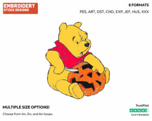 Winnie The Pooh Carving Pumpkin - Disney Characters - Halloween - Holiday Inspired Embroidery Design in 3 sizes & 8 formats