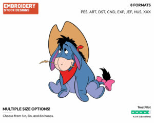 Cowboy Eeyore - Disney Characters - Halloween - Holiday Inspired Embroidery Design in 3 sizes & 8 formats