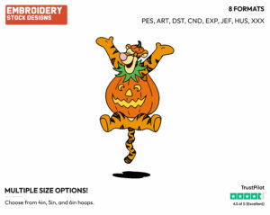 Pumpkin Tigger - Disney Characters - Halloween - Holiday Inspired Embroidery Design in 3 sizes & 8 formats