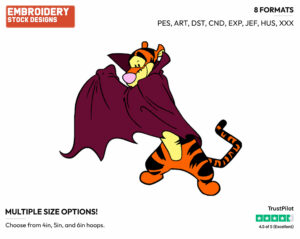 Vampire Tigger - Disney Characters - Halloween - Holiday Inspired Embroidery Design in 3 sizes & 8 formats