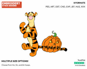 Tigger, Toothy Pumpkin - Disney Characters - Halloween - Holiday Inspired Embroidery Design in 3 sizes & 8 formats