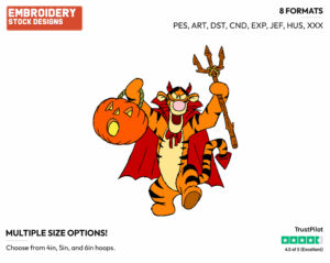 Devil Tigger - Disney Characters - Halloween - Holiday Inspired Embroidery Design in 3 sizes & 8 formats