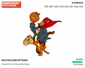 Tigger As The Headless Horseman - Disney Characters - Halloween - Holiday Inspired Embroidery Design in 3 sizes & 8 formats
