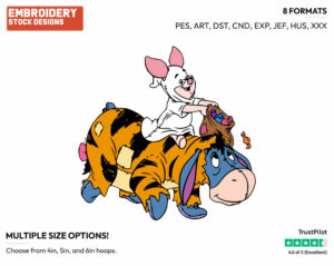 Piglet And Eeyore Trick Or Treating - Disney Characters - Halloween - Holiday Inspired Embroidery Design in 3 sizes & 8 formats