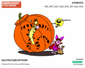 Tigger, Piglet Trick-Or-Treating - Disney Characters - Halloween - Holiday Inspired Embroidery Design in 3 sizes & 8 formats