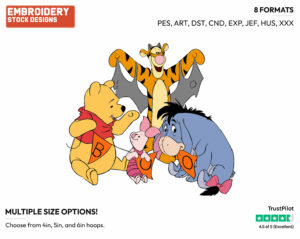 Winnie The Pooh, Tigger, Piglet, Eeyore, Halloween Decorations - Disney Characters - Halloween - Holiday Inspired Embroidery Design in 3 sizes & 8 formats