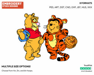 Tigger, Winnie The Pooh - Disney Characters - Halloween - Holiday Inspired Embroidery Design in 3 sizes & 8 formats