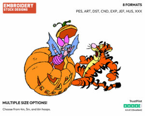Piglet Scaring Tigger - Disney Characters - Halloween - Holiday Inspired Embroidery Design in 3 sizes & 8 formats