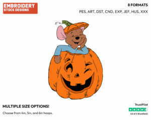 Roo In Pumpkin - Disney Characters - Halloween - Holiday Inspired Embroidery Design in 3 sizes & 8 formats