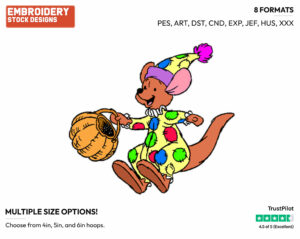 Roo As A Clown - Disney Characters - Halloween - Holiday Inspired Embroidery Design in 3 sizes & 8 formats
