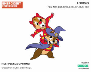 Devil Chip And Wizard Dale - Disney Characters - Halloween - Holiday Inspired Embroidery Design in 3 sizes & 8 formats
