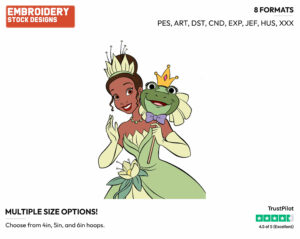Tiana With Frog Mask - Disney Characters - Halloween - Holiday Inspired Embroidery Design in 3 sizes & 8 formats