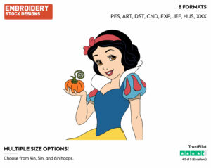 Snow White, Pumpkin - Disney Characters - Halloween - Holiday Inspired Embroidery Design in 3 sizes & 8 formats