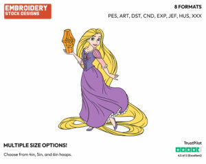 Rapunzel - Disney Characters - Halloween - Holiday Inspired Embroidery Design in 3 sizes & 8 formats