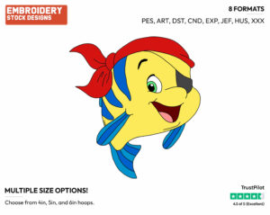 Flounder As A Pirate - Disney Characters - Halloween - Holiday Inspired Embroidery Design in 3 sizes & 8 formats
