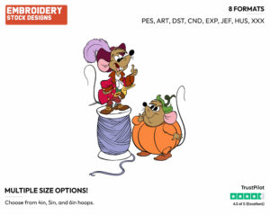 Jaq, Gus - Disney Characters - Halloween - Holiday Inspired Embroidery Design in 3 sizes & 8 formats