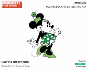 Classic Minnie Mouse - Disney Characters - 4th of July St Patrick's and New Year's and more - Holiday Inspired Embroidery Design in 3 sizes & 8 formats
