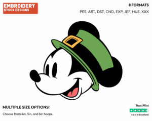 Classic Mickey Mouse - Disney Characters - 4th of July St Patrick's and New Year's and more - Holiday Inspired Embroidery Design in 3 sizes & 8 formats