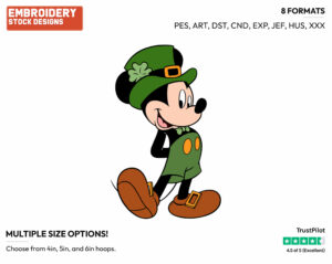 Mickey Mouse St-Patrick's Day - Disney Characters - 4th of July St Patrick's and New Year's and more - Holiday Inspired Embroidery Design in 3 sizes & 8 formats