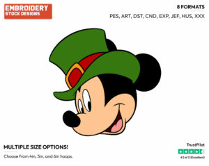 Mickey Mouse St-Patrick's Day - Disney Characters - 4th of July St Patrick's and New Year's and more - Holiday Inspired Embroidery Design in 3 sizes & 8 formats