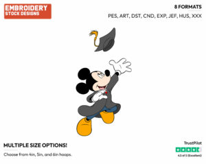 Mickey Mouse Graduation - Disney Characters - 4th of July St Patrick's and New Year's and more - Holiday Inspired Embroidery Design in 3 sizes & 8 formats