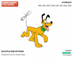Pluto Diploma - Disney Characters - 4th of July St Patrick's and New Year's and more - Holiday Inspired Embroidery Design in 3 sizes & 8 formats