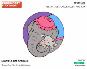Dumbo And Jumbo - Disney Characters - Mother's Day - Holiday Inspired Embroidery Design in 3 sizes & 8 formats