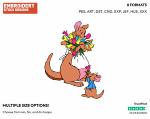 Kanga, Roo - Disney Characters - Mother's Day - Holiday Inspired Embroidery Design in 3 sizes & 8 formats