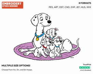 Perdita, Puppies - Disney Characters - Mother's Day - Holiday Inspired Embroidery Design in 3 sizes & 8 formats