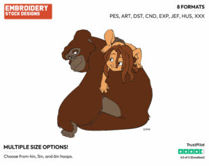 Kala, Tarzan - Disney Characters - Mother's Day - Holiday Inspired Embroidery Design in 3 sizes & 8 formats