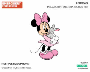 Minnie Mouse, Bunny - Disney Characters - Springtime - Holiday Inspired Embroidery Design in 3 sizes & 8 formats