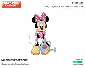 Minnie Mouse, Watering Can - Disney Characters - Springtime - Holiday Inspired Embroidery Design in 3 sizes & 8 formats
