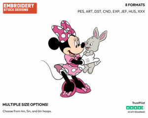 Minnie Mouse, Rabbit - Disney Characters - Springtime - Holiday Inspired Embroidery Design in 3 sizes & 8 formats