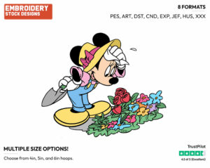 Minnie Mouse Flower Garden - Disney Characters - Springtime - Holiday Inspired Embroidery Design in 3 sizes & 8 formats