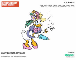 Daisy In Spring Rain - Disney Characters - Springtime - Holiday Inspired Embroidery Design in 3 sizes & 8 formats
