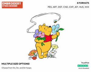 Winnie The Pooh - Disney Characters - Springtime - Holiday Inspired Embroidery Design in 3 sizes & 8 formats