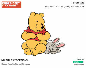 Winnie The Pooh, Bunny Rabbit - Disney Characters - Springtime - Holiday Inspired Embroidery Design in 3 sizes & 8 formats