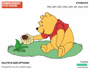 Winnie The Pooh, Ladybug - Disney Characters - Springtime - Holiday Inspired Embroidery Design in 3 sizes & 8 formats