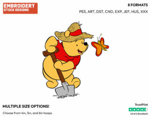Winnie The Pooh - Disney Characters - Springtime - Holiday Inspired Embroidery Design in 3 sizes & 8 formats