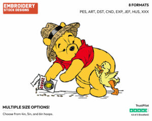 Winnie The Pooh, Duckling - Disney Characters - Springtime - Holiday Inspired Embroidery Design in 3 sizes & 8 formats