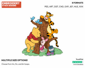 Winnie The Pooh, Tigger, Piglet - Disney Characters - Springtime - Holiday Inspired Embroidery Design in 3 sizes & 8 formats
