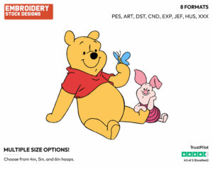 Winnie The Pooh, Piglet - Disney Characters - Springtime - Holiday Inspired Embroidery Design in 3 sizes & 8 formats